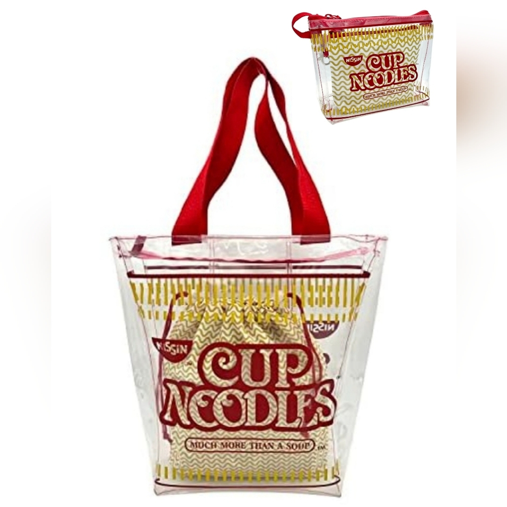 1 SET NISSIN Cup Noodles 2pc Tote Bag With 2pc Pouch Bag Set! NWT